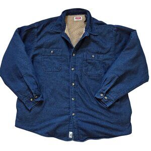Wrangler Sherpa Lined Jacket Men's 2XL Faux Denim 100% Cotton Western Wear Chore